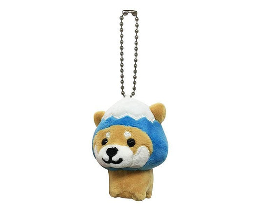 Travel Shiba Inu Plush Key Holder: Blue Mount Fuji