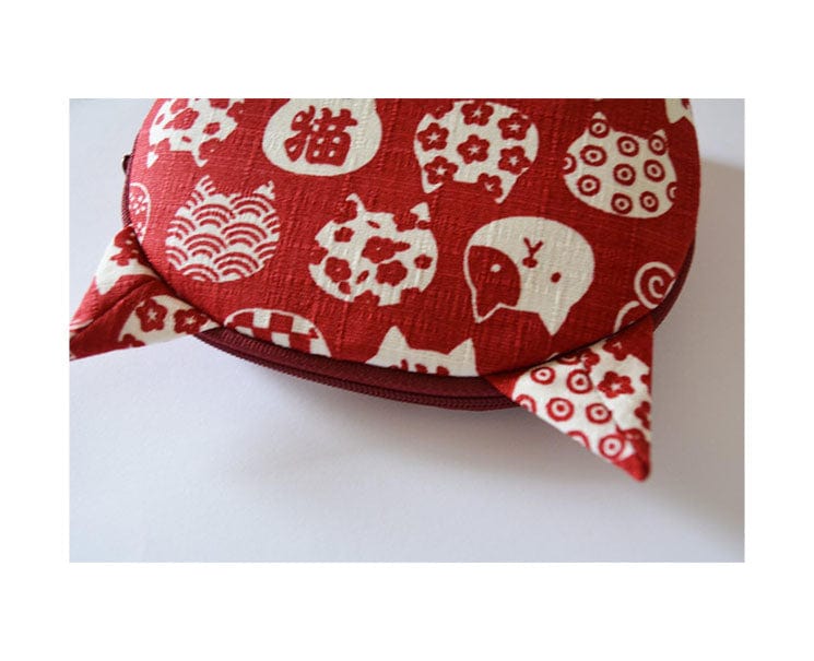 Kyou Cat Pattern Pouch: Red