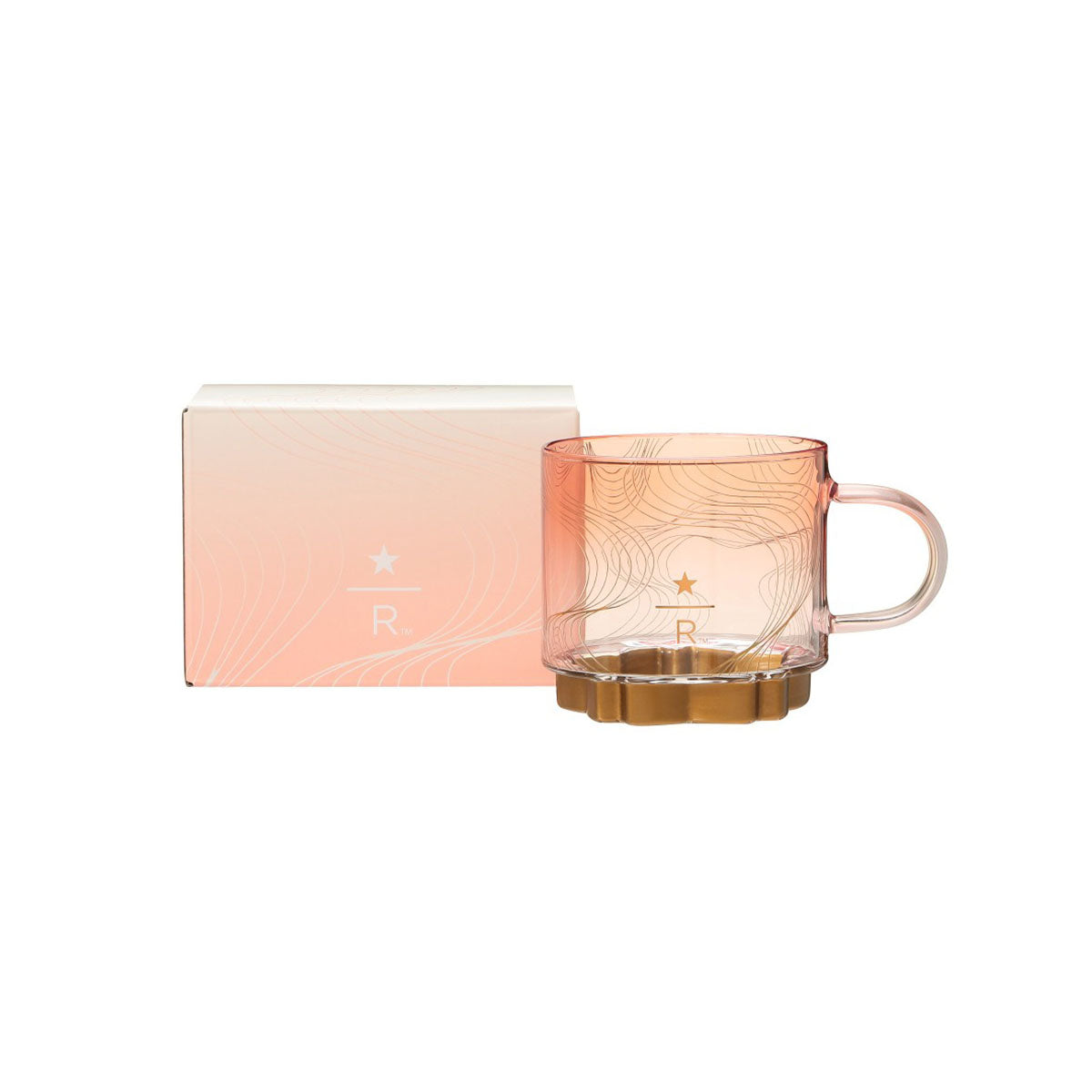 Starbucks Reserve Sakura 2025 Gold Bottom Handle Glass Mug