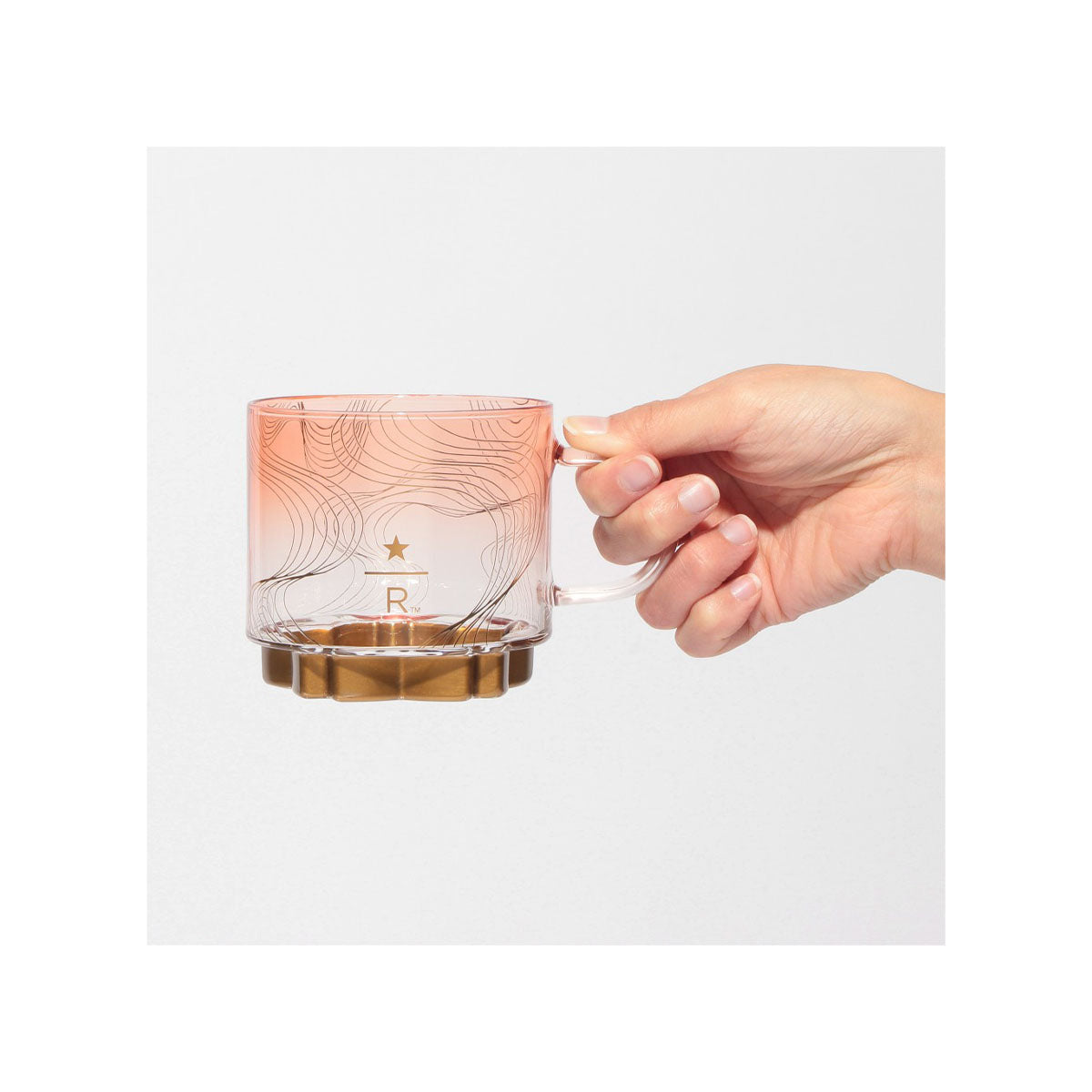 Starbucks Reserve Sakura 2025 Gold Bottom Handle Glass Mug