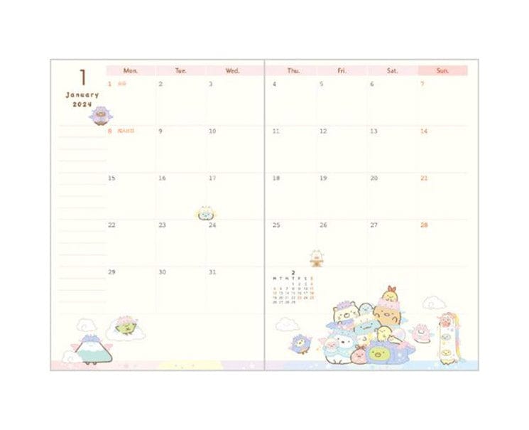 Sumikko Gurashi 2024 A6 Planner (Grocery)